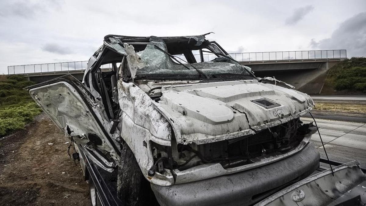 A 50-year-old Merced woman died and her teenage son suffered minor injuries when their vehicle overturned just before noon on Highway 99 at Campus Parkway, the CHP said.