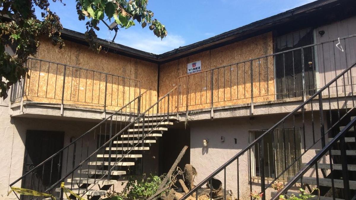 A man saved two children by handing them through a second-floor window to escape an early morning fire at this complex at 3245 N. Maple Ave. in Fresno on Tuesday, April 12, 2016.