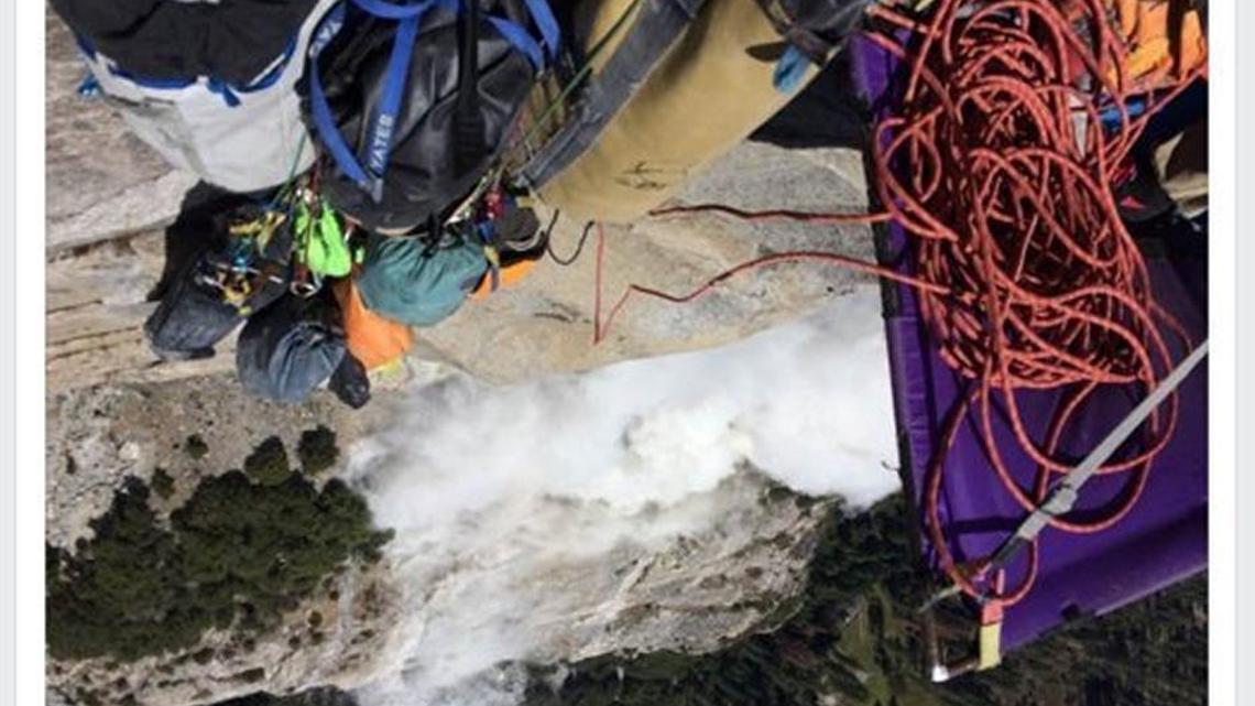 Ryan Sheridan posted this photo on his Facebook page of billowing dust from Wednesday's rockslide on El Capitan in Yosemite National Park.