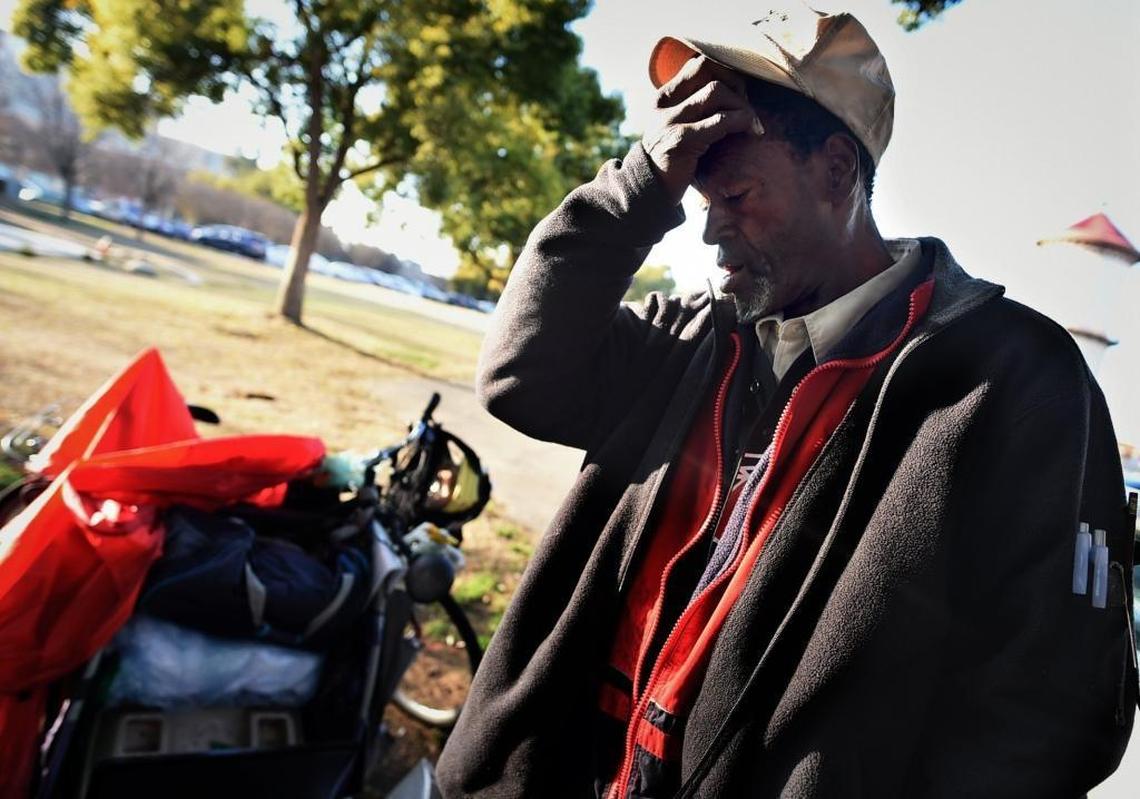 Madison Allen, 62, talks about the stress put on him and other homeless people due to the city’s no-camping ordinance.