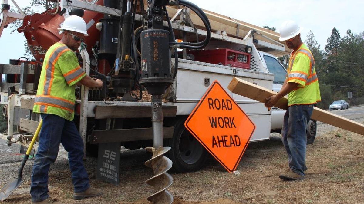 Flashing lights from highway construction work requires motorists to slow down and move over, says CHP Officer Robert Montano.