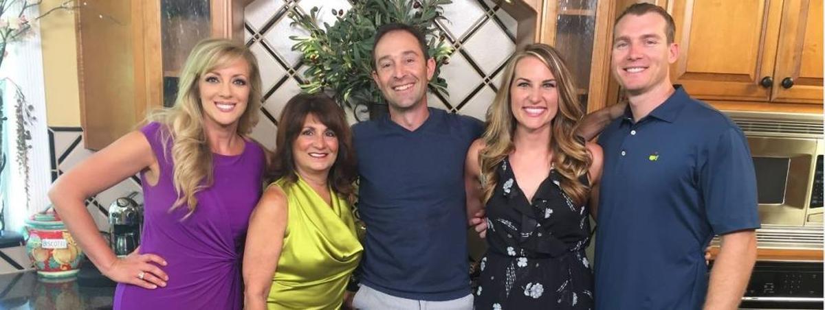 “Realty Rescue” home renovation show debuts Dec. 9 on KMPH (Channel 26.1). Pictured is host Jenny Toste, homeowner Jane Tamberi, contractor Daniel Dimauro, host Katie Williamson, and contractor Jason Sturdevant.