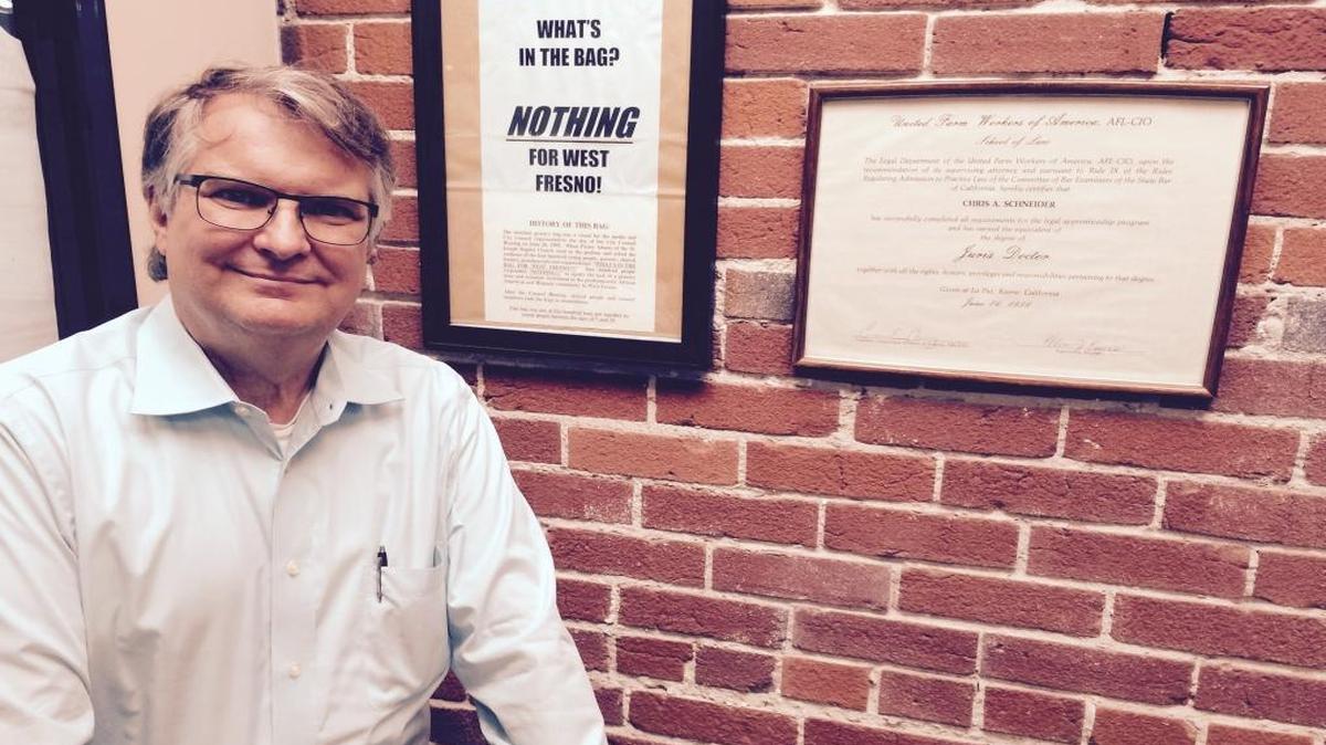 
Chris Schneider is most proud of helping to bring a shopping center to west Fresno and completing a United Farm Workers law program. His certificate of completion was signed by the late Cesar Chavez and former UFW lawyer Ellen Jane Eggers.
