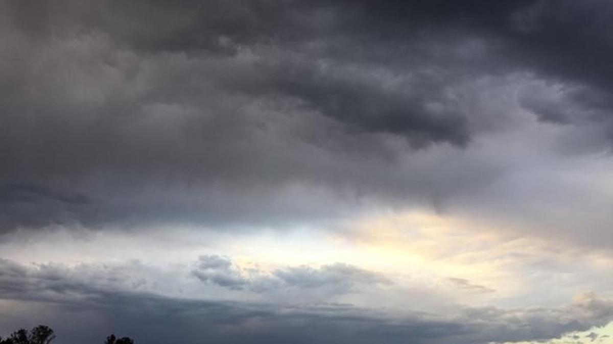 The view of Sunday’s storm as it approached Fresno, photographed from the National Weather Service office in Hanford.