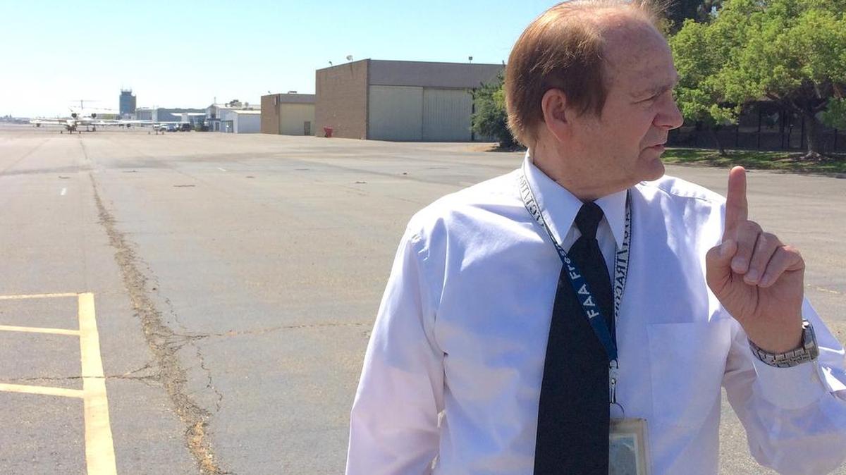 
Blake Lewis, a retired Federal Aviation Administration air traffic controller, now manages an eight-person Contract Weather Observation program office at Fresno Yosemite International Airport. The observers serve as a backup to automated systems and augment the computerized weather reports with their notes around the clock.
