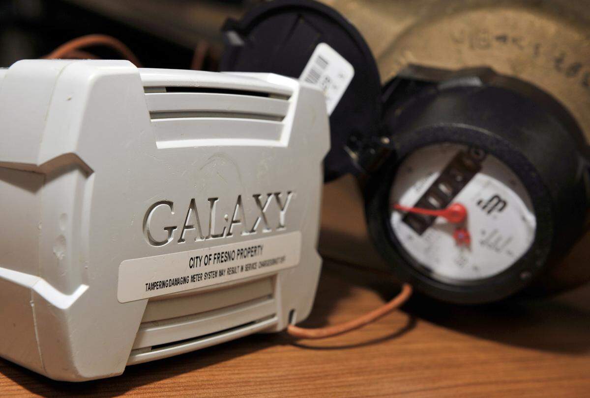 Fresno's water meters come equipped with radio transmitters that measure a home's water use in real time. The city hopes a three-month study with the University of Chicago will pave the way to using water meter data to automate enforcement of conservation rules including outdoor watering days and help customers save water.