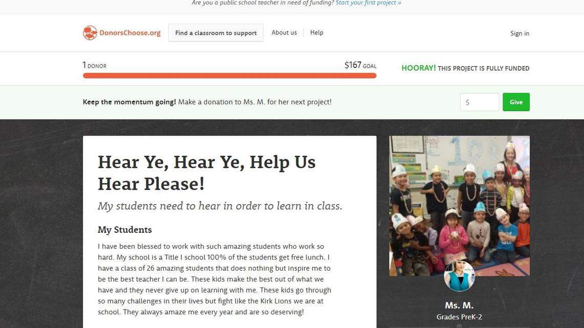 Kirk Elementary in southwest Fresno was one of the schools nationwide that benefited from a $29 million donation to the crowdfunding site DonorsChoose.org.