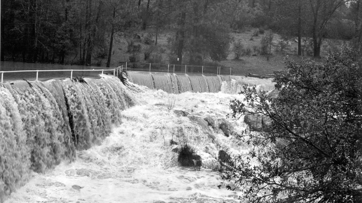 Tiny Manzanita Lake, nestling in the hills between North Fork and Bass Lake, overflowed following summer storms in 2001. The weekend’s heavy winter rains prompted the Madera County Sheriff’s Office to issue a pre-evacuation warning Sunday night amid rising levels upstream from North Fork at Bass Lake. The Manzanita Lake area was among those warned to be ready to go.