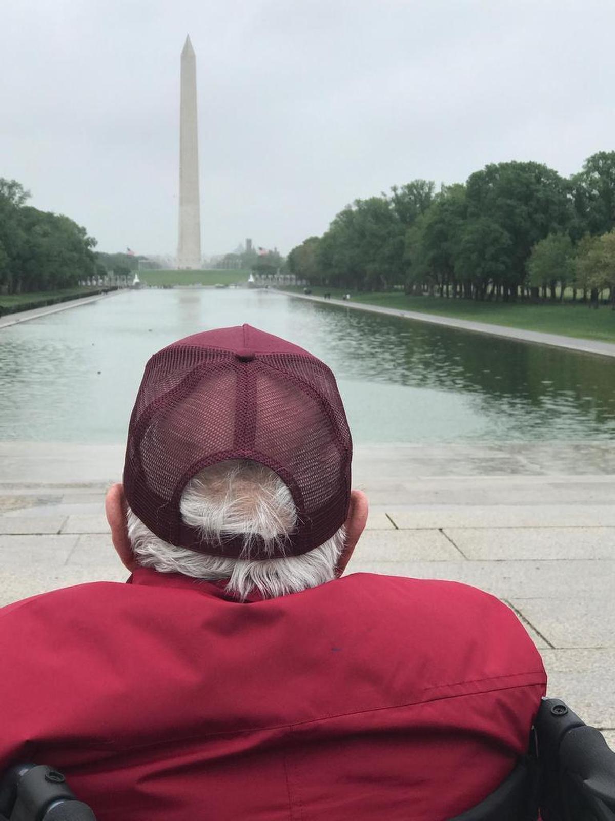 Arambel takes in the Lincoln Memorial Reflecting Pool and the Washington Monument on Tuesday in Washington, D.C.