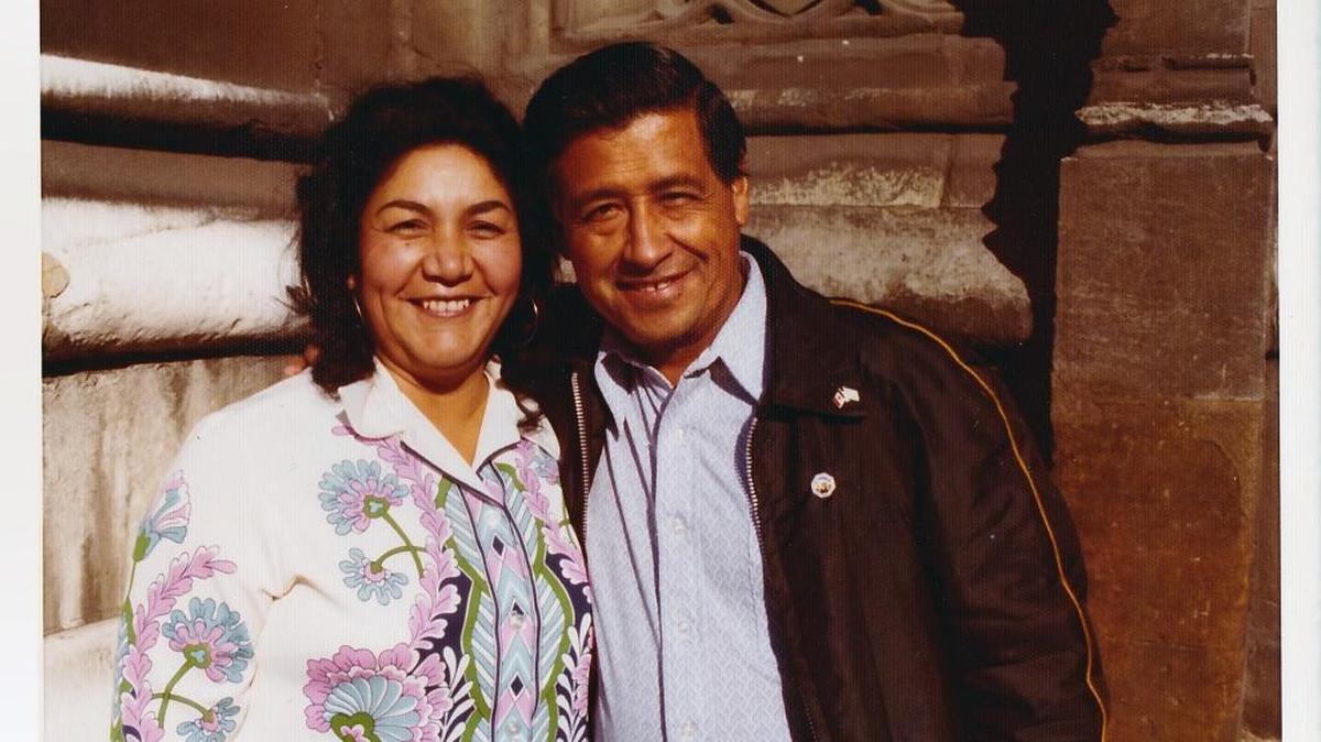 Cesar and Helen Chavez in London promoting the farm workers’ second grape boycott in 1974.