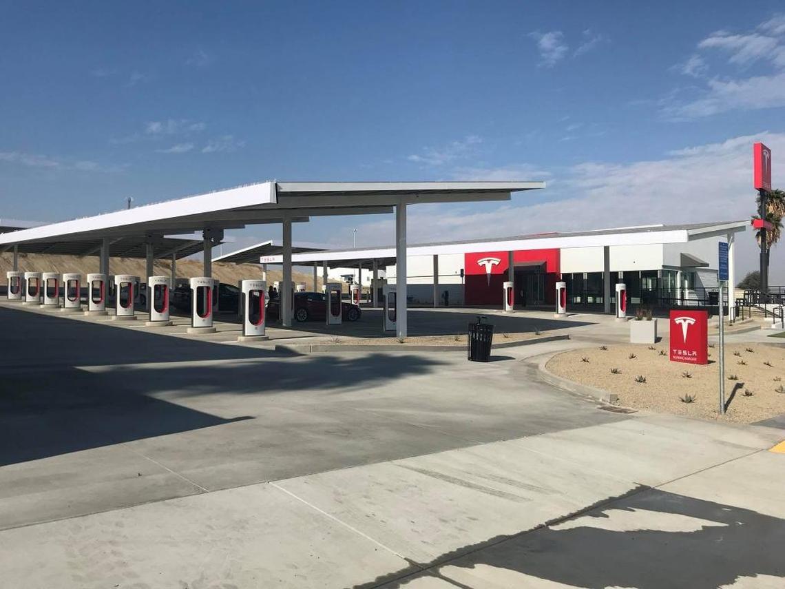 New Tesla charging station at Kettleman City.