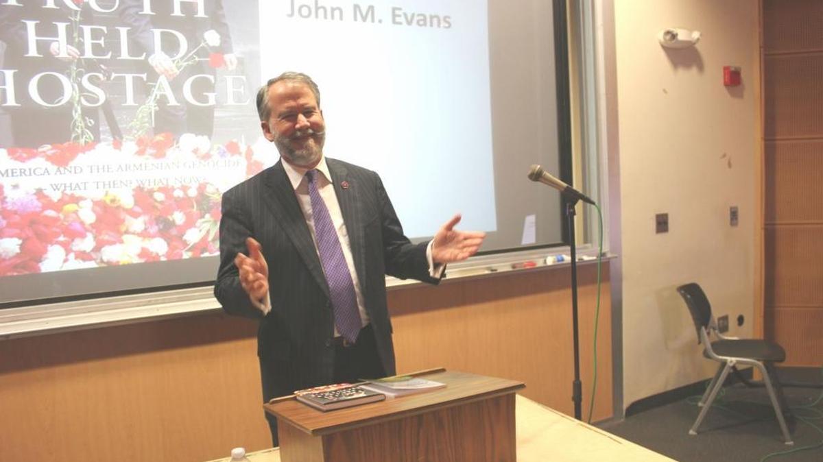 Former U.S. Ambassador John Evans spoke at Fresno State on Monday, April 25, 2016, as part of an Armenian lecture series.
