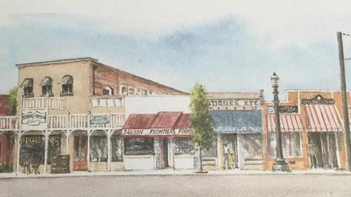 Artist Pat Hunter’s watercolor of historic Old Town Clovis tells the story of a small town that lives big.