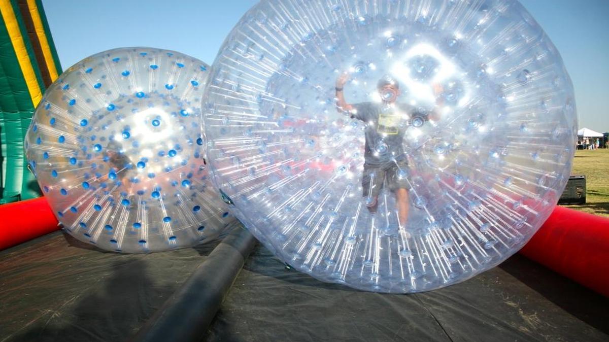 The race is on inside these inflatable balls.