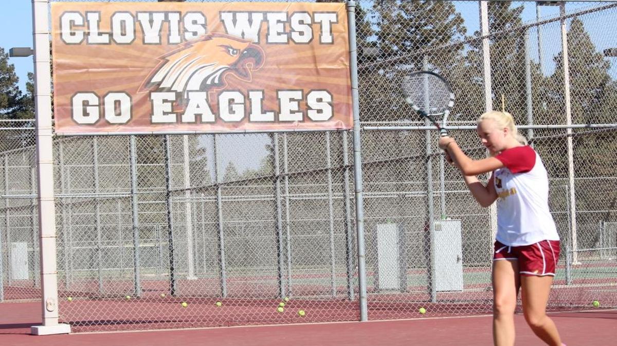 Janie Ellis practices at Clovis West High School earlier this season