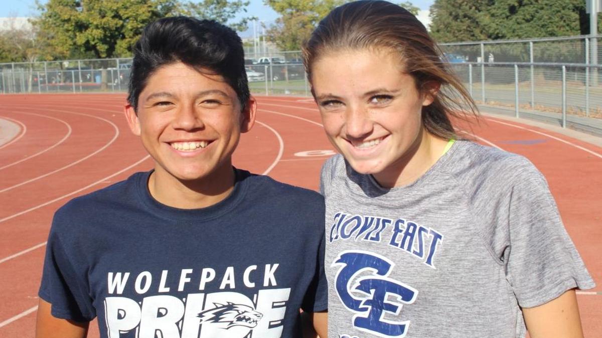 Jared Falcone and MacKenzie Madron are the No. 1 runners for boys and girls on the cross country team at Clovis East High School.