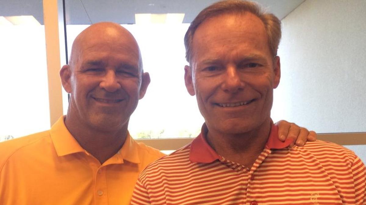 Jon DeChambeau, a Clovis man in need of a kidney transplant, will move to the top of the transplant list thanks to Mike Watney, right, who is donating one of his kidneys on DeChambeau’s behalf.