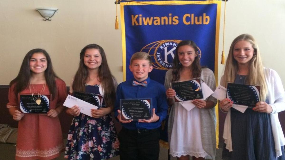 Hope of America Award recipients, from left, are Analis Marrone, Taylor Bedwell, Carson Ruth, Chloe Schultz and Bella Taglione.