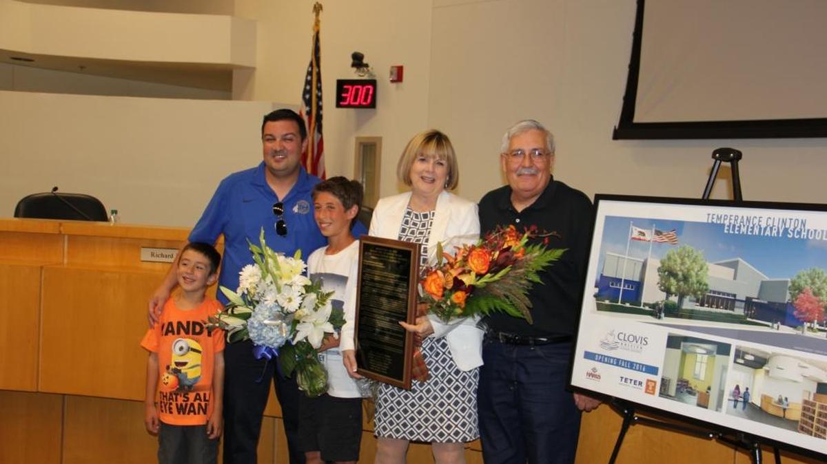 
Virginia “Ginny” Boris and her family learned at the Sept. 23 Clovis Unified board meeting that the district’s newest school will be named after her. 
