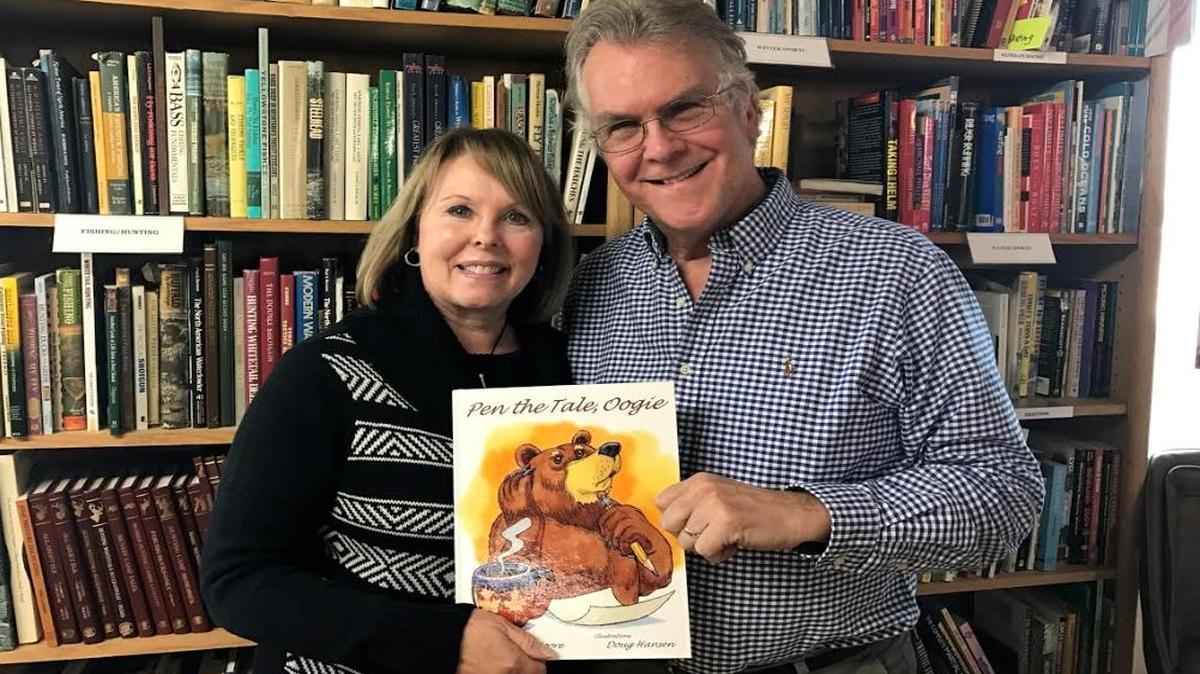 Karen J. Moore and Doug Hansen show off their collaboration, “Pen the Tale, Oogie.” Moore wrote and Hansen illustrated the children’s book, which was published by Barn Owl Media, an imprint of Clovis-based HBE Publishing.