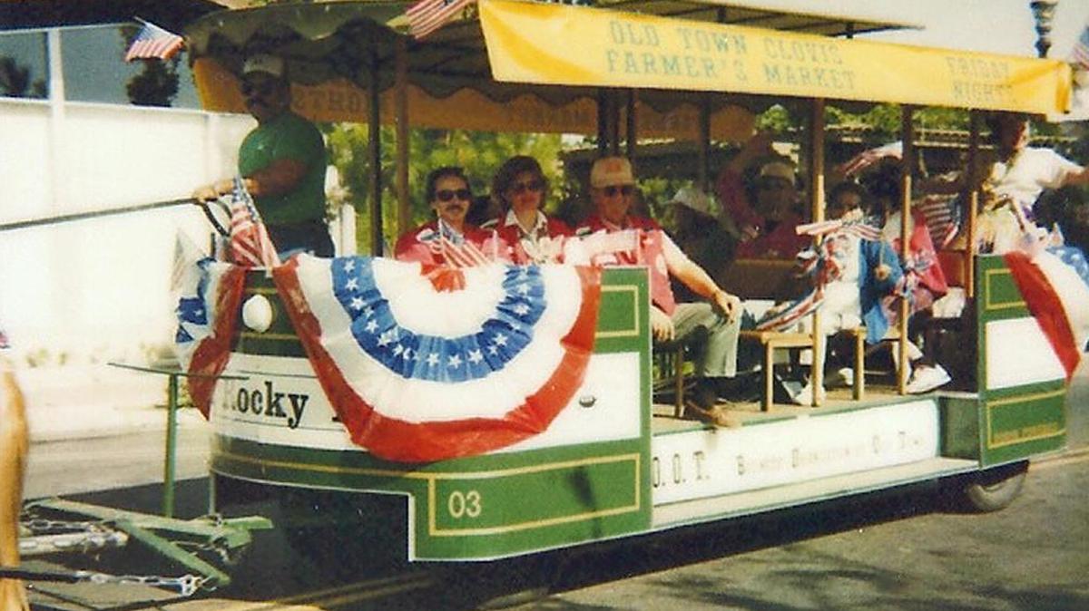 Old Town Clovis trolley during the farmers market circa 2005.