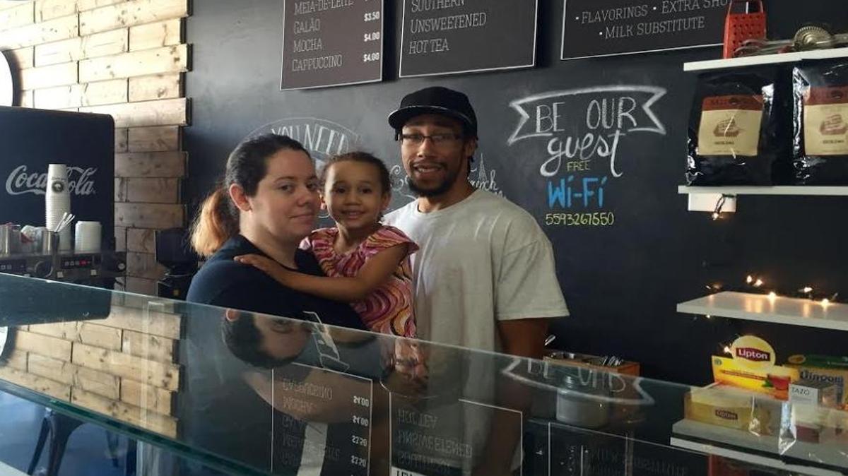 Deandra Miller, Brandon Tinsley and daughter Kayla at Sweet Delicates Bakery, which Deandra opened last December. Miller and Tinsley bake all of their sweet and savory pastries — including traditional Portuguese items — from scratch.