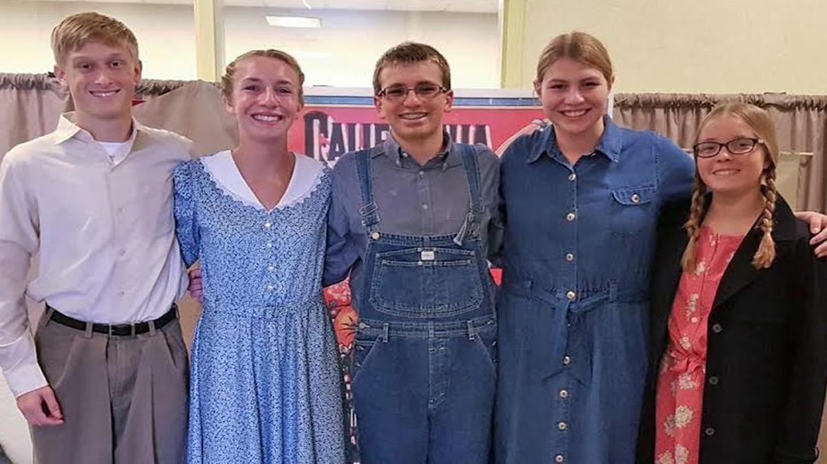 Austin Cozzi, Sydney Fox, Matthew Clark, Kelsey Ewing and Allison Hodge portrayed Dust Bowl migrants in their National History Day performance.