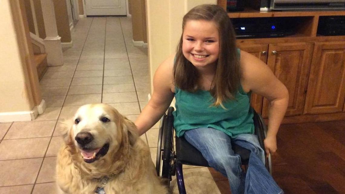 
Megan McKeon with Sami, her family’s Golden Retriever.
