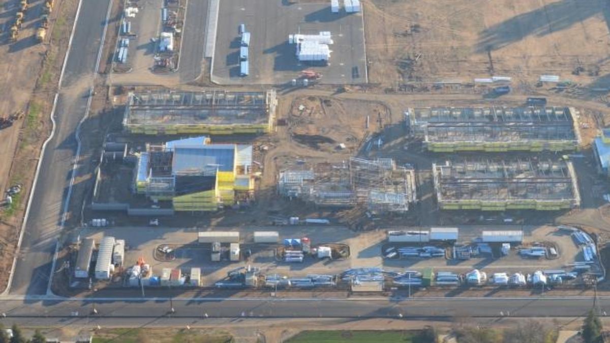 Construction of Boris Elementary is still underway at 7071 E. Clinton Ave. at Temperance Avenue. This aerial photo was taken in mid-December.