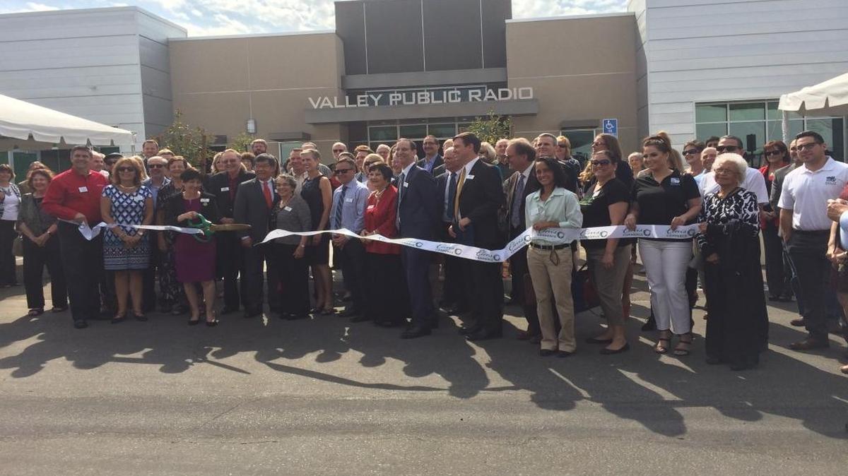 Valley Public Radio president and general manager Mariam Stepanian cuts the ribbon signifying the opening of the station’s new broadcast center in Clovis Technology Park.