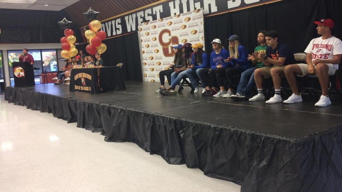 Sixteen Clovis West senior student-athletes signed their letters of intent to play at the collegiate level on Wednesday, Nov. 9.