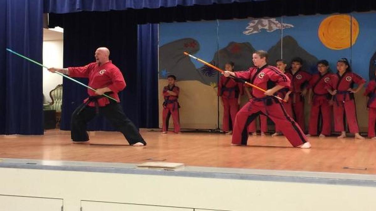 Kierra could not participate in Kierra’s Karate Chop at Gettysburg Elementary’s carnival, but her friends and karate teachers from Art of Shotokan Karate demonstrated moves Kierra has been learning.