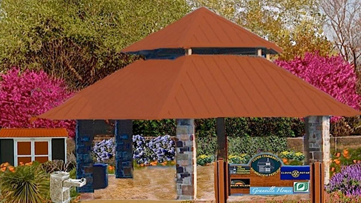 
An artist’s rendering of what the completed pavilion will look like when it is completed next year. Construction will begin Oct. 22 on the new feature in Clovis Botanical Garden. 
