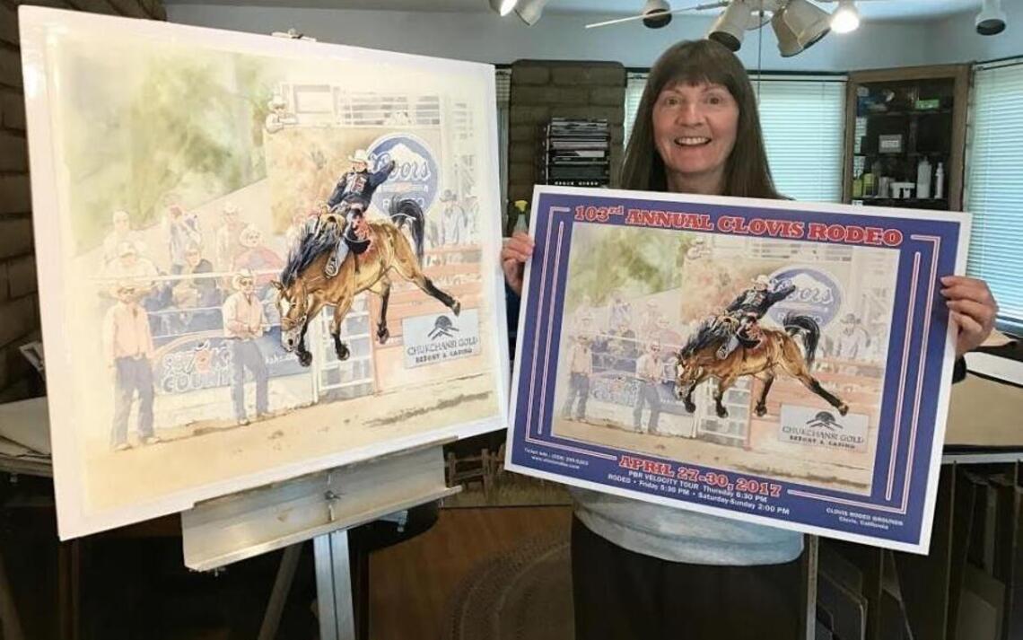 Clovis artist Claudia Fletcher combines talents, love of rodeo to create annual Clovis Rodeo poster