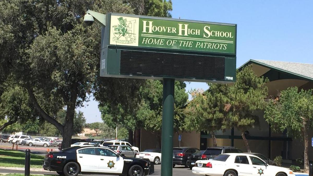 
Fresno police are searching for a Hoover High student who they say pulled a gun on a security guard on campus Wednesday morning.
