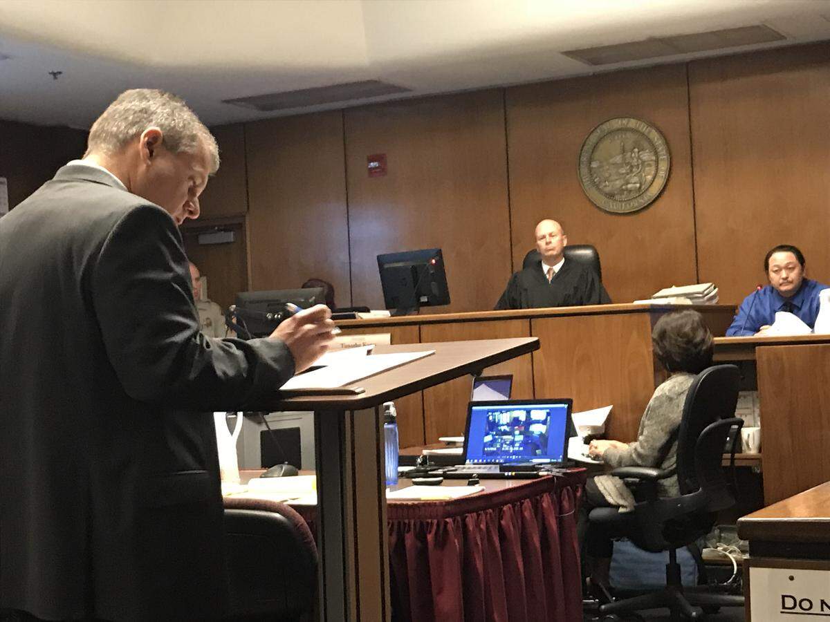 On Friday, March 23, 2018, prosecutor William Lacy cross-examines defendant Thong Vang about his account of a shooting inside the Fresno County Jail lobby  in September 2016. Vang testified his inconsistencies are "little, white lies."