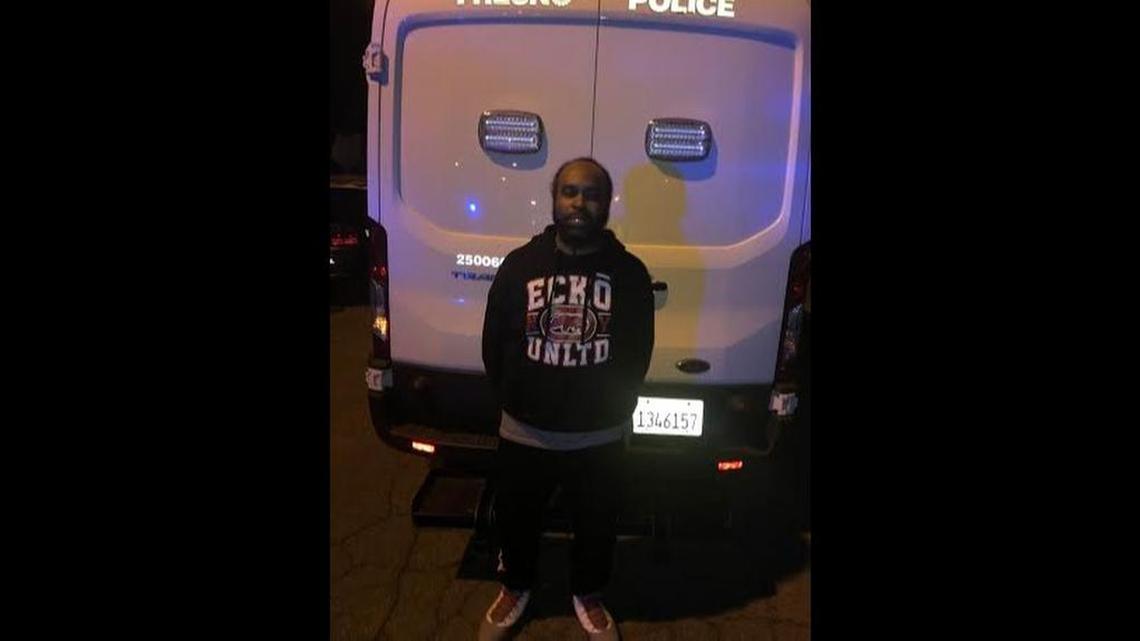 Sheldon King was arrested Tuesday and booked on felony charges after a warrant search uncovered four firearms, including a machine gun stolen from a U.S. military base, according to Fresno police.