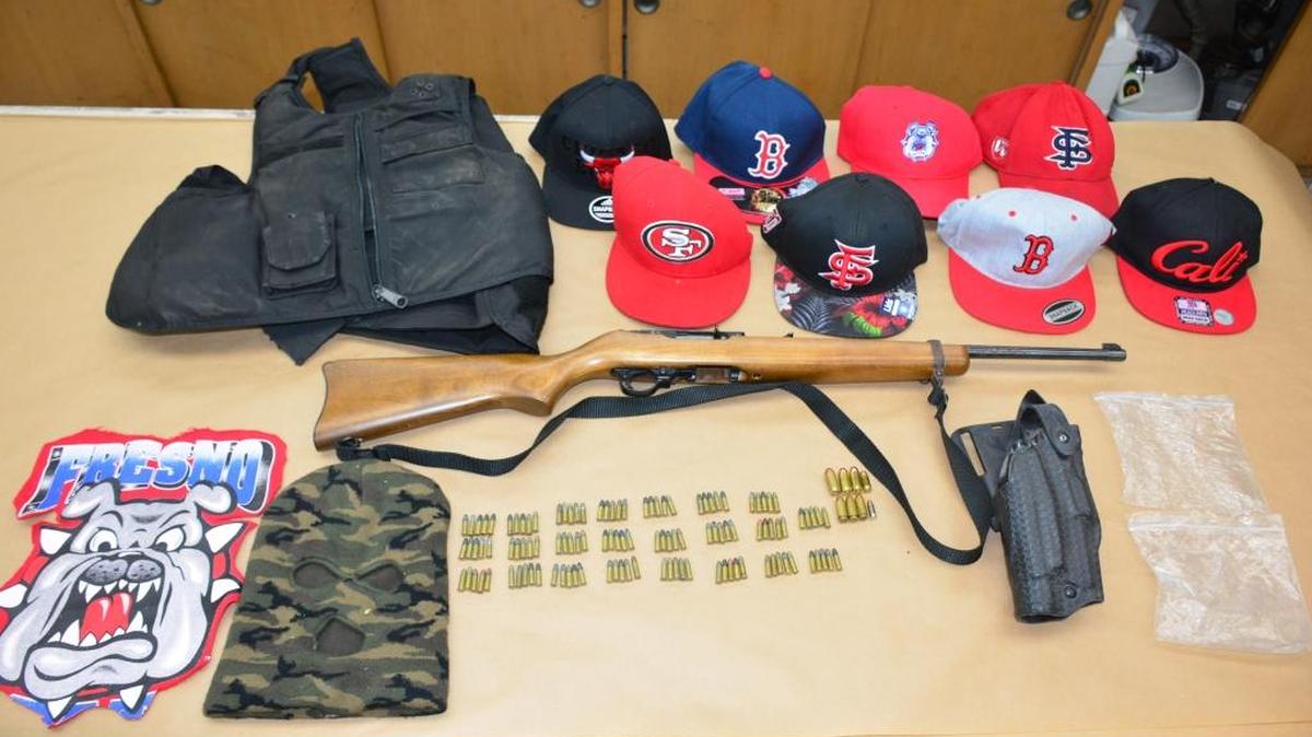 A rifle and releated evidence seized by Fresno police.