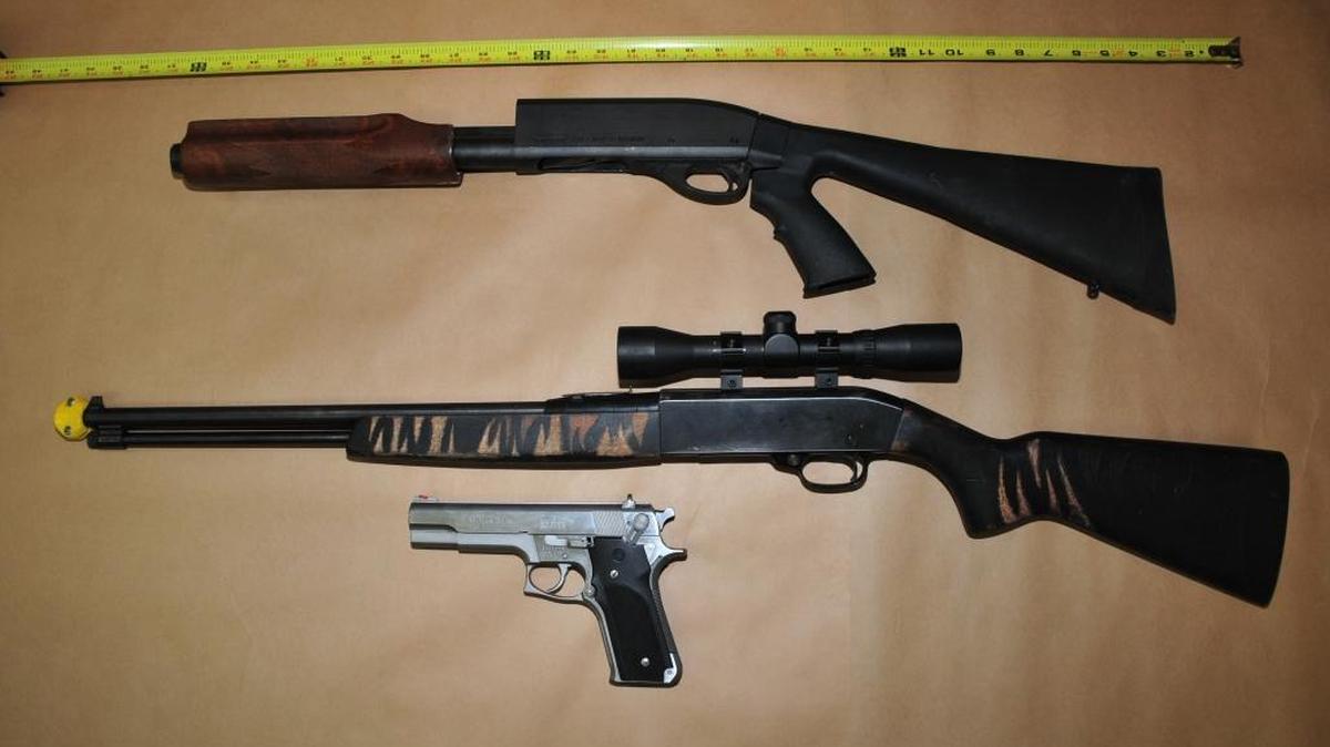 
Guns seized during a search. 
