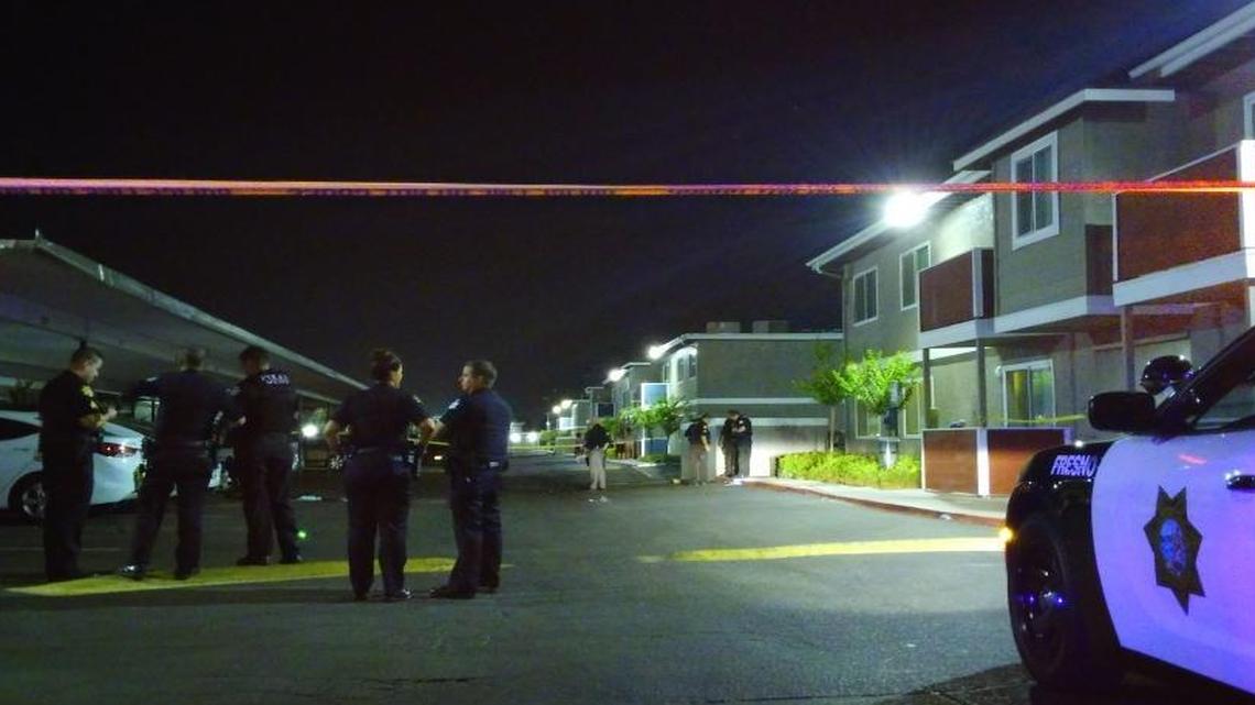 One person was shot after a crowd gathered at an apartment complex in northeast Frenso Monday, Aug. 29, 2016.