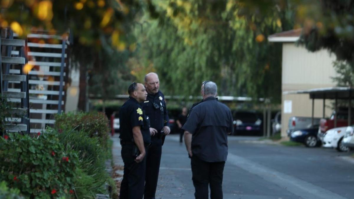 Police are looking for suspects after two cars were involved in a rolling gun fight in west Fresno, California on Sunday, November 5.