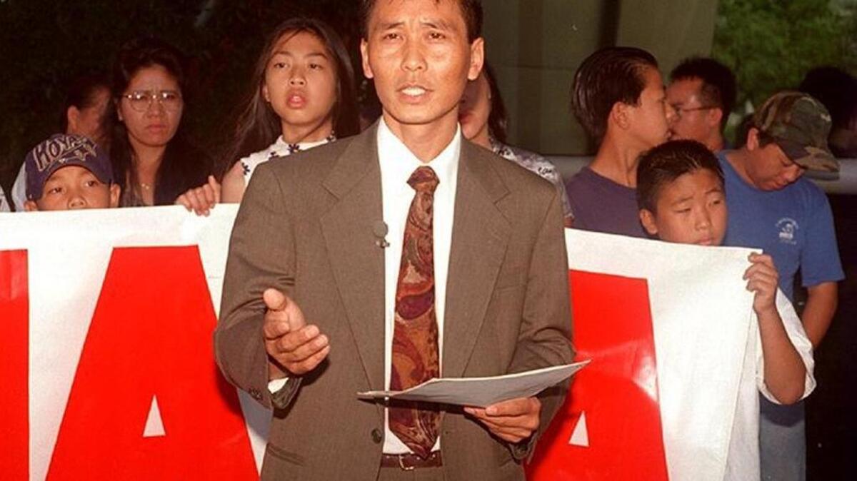 In this undated photo, Toulu Thao advocates for Hmong in his role as president of the Hmong American Political Association. In 1982, Thao became one of the first Hmong refugees to graduate from an American university. A year later, he moved to Fresno, and his activities soon captured the attention of U.S. Department of Housing and Urban Development officials who recruited Thao in 1998 to be one of the first of 200 Community Builders employed by the agency to advance its goals.