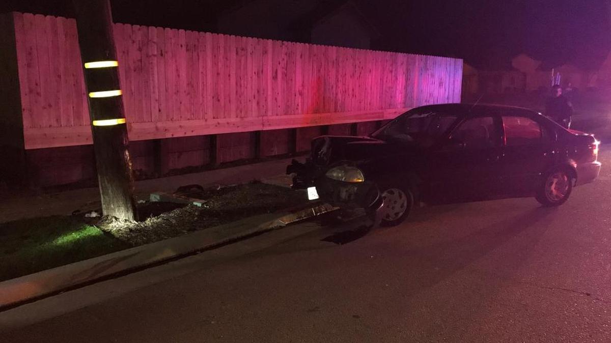 A woman was hurt after she said she fell asleep while driving in the early morning hours of Feb. 26, 2017 in Sanger, California.