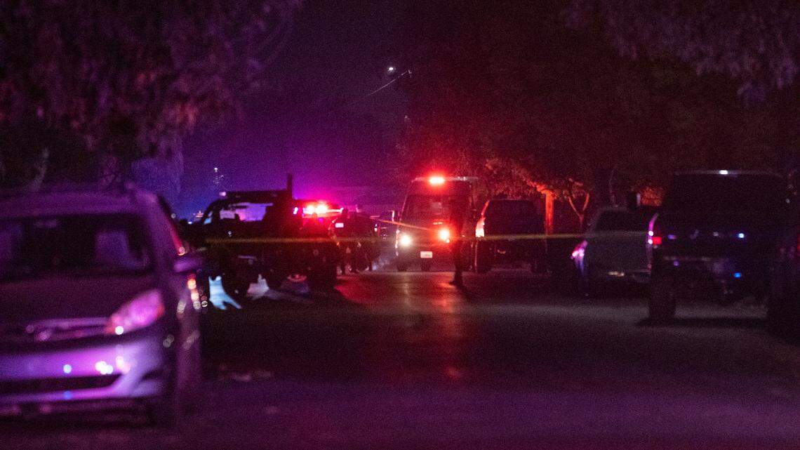 Police investigating a shooting with one woman struck while holding a child in southeast Fresno Thursday, Dec. 3, 2020.