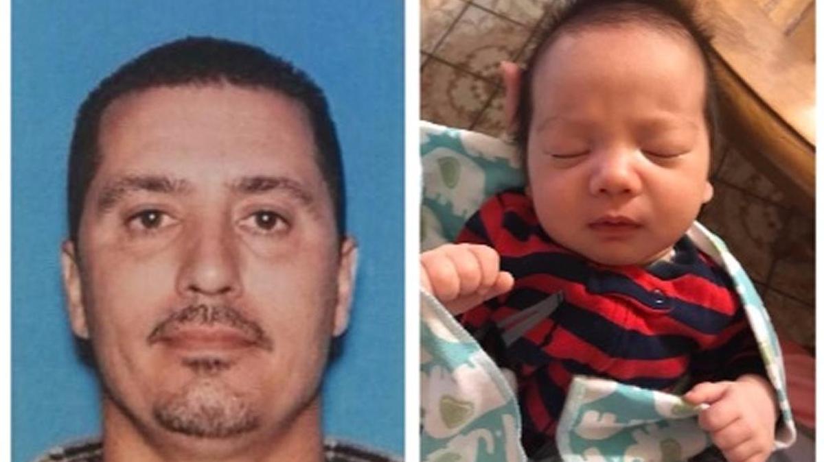 From left, suspect Jeffrey Michael Gomes and his biological son, 2-month-old Jefferson Gomes