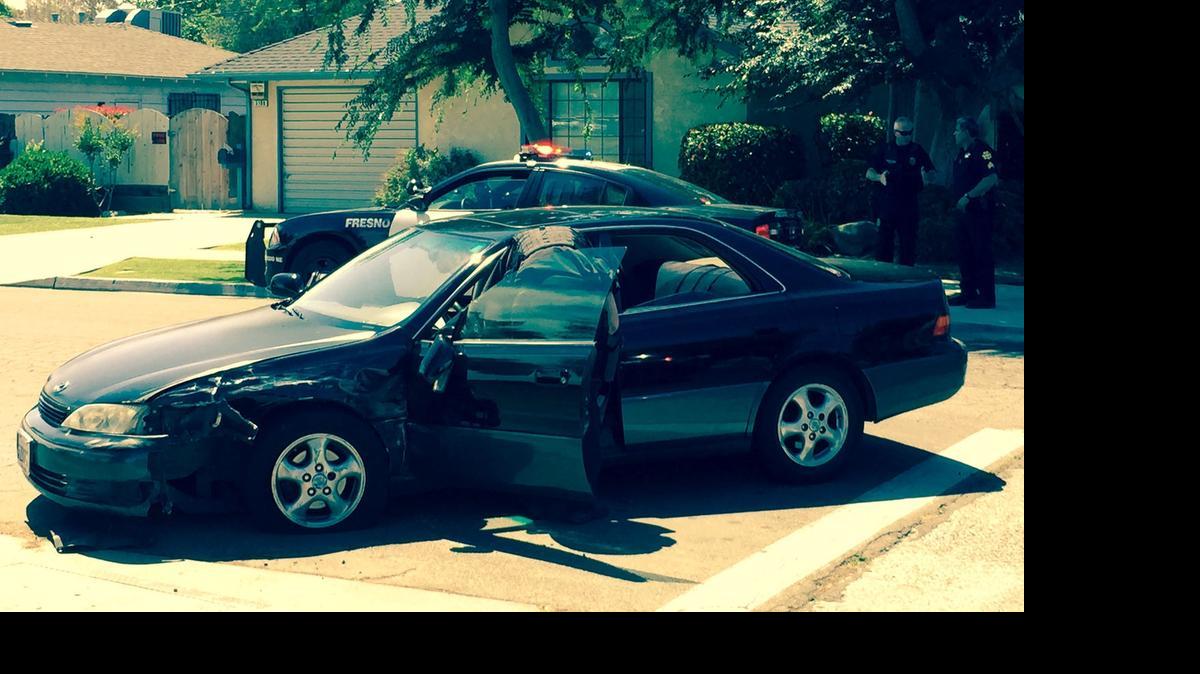 
Police say the occupants of this black Lexus collided with a car on Millbrook Avenue.

