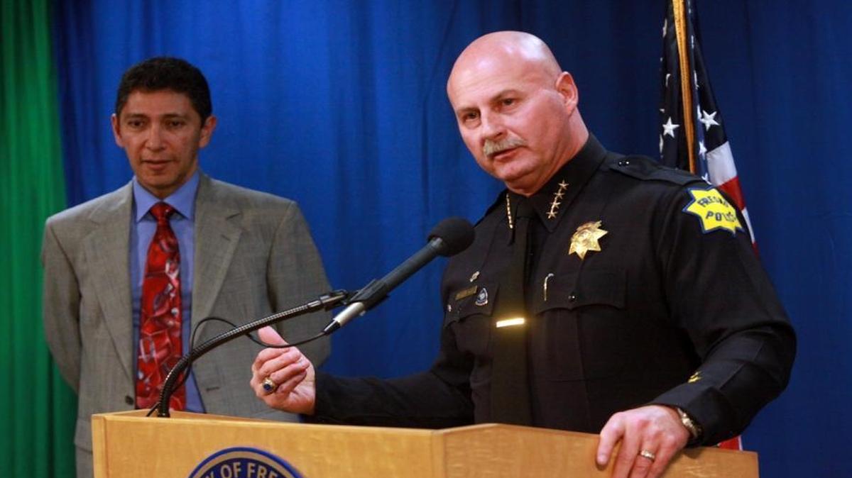 Fresno police Chief Jerry Dyer speaks about the outcome of the wrongful-death trial of Steven Vargas at a news conference at Fresno City Hall on Jan. 5, 2012. At left, representing the Vargas family is attorney Arturo Gonzalez. Gonzalez is now pursuing another federal civil rights case against Fresno police alleging excessive force.