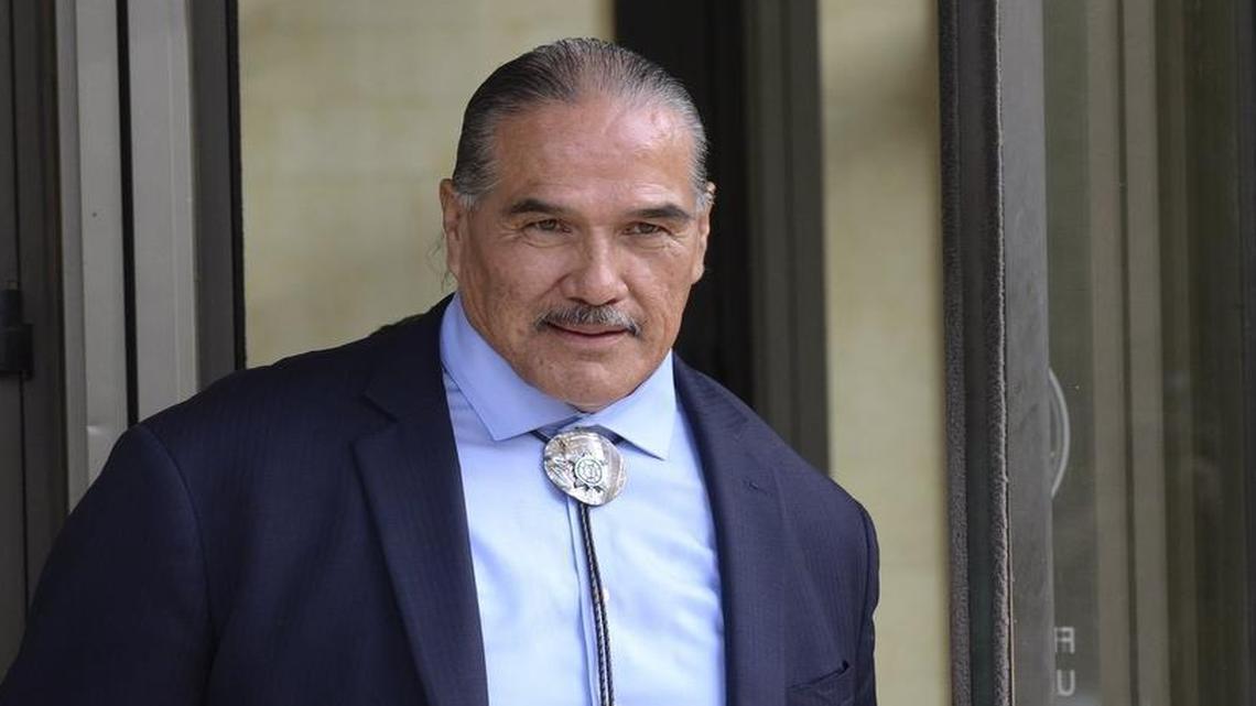 
In a file photo, Tex McDonald leaves federal court in Fresno after a hearing about the Chukchansi casino armed takeover.
