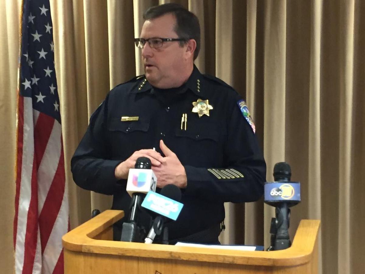 Clovis Police Chief Matthew Basgall briefs reporters on the case of a woman arrested after her dead newborn was found in a trash can.