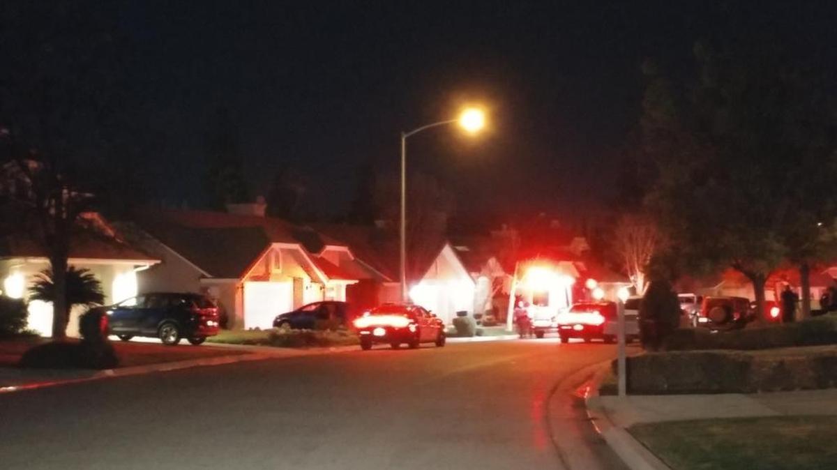 Fresno police said a man shot himself in the hand with a shotgun Saturday night after a brief struggle with a family member over the weapon.